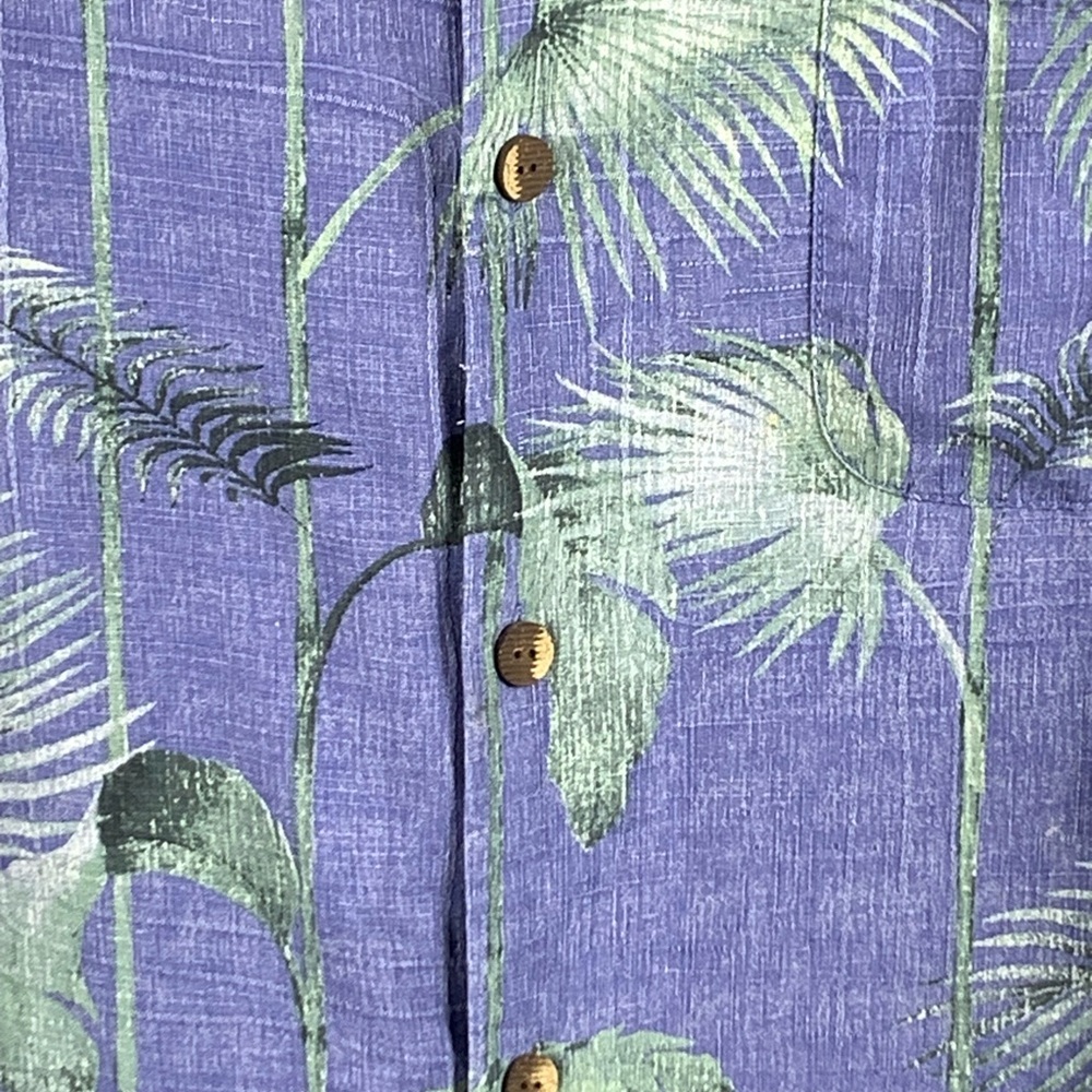 Tommy Bahama 100% Silk Hawaiian Shirt Mens L Blue Palm Resort Camp Aloha - Picture 5 of 16
